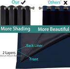 Yakamok 84 Inch Length 100% Blackout Window Curtain Panels, Full Light Blocking Drapes with Black Liner Thermal Insulated Drapes for Bedroom (42Wx84L,Navy Blue, 2 Panels)
