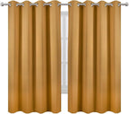 LEMOMO Mustard Yellow Blackout Curtains 66 x 63 Inch Length/Set of 2 Curtain Panels/Thermal Insulated Room Darkening Blackout Curtains for Bedroom