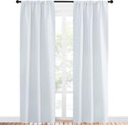 NICETOWN Greyish White Window Curtain Panels - Thermal Insulated Rod Pocket Room Darkening Curtain Sets for Bedroom (Greyish White, 2 Panels, 34 in x 84 in (W x L))