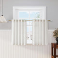 Nanspring Kitchen Curtains Sets for Windows 36 Inch Length Linen Blend Cream Small Cafe Curtains Semi Sheer Farmhouse Curtain Back Tab and Rod Pocket Drapes for Basement 25 x 36 Inch, 2 Panels