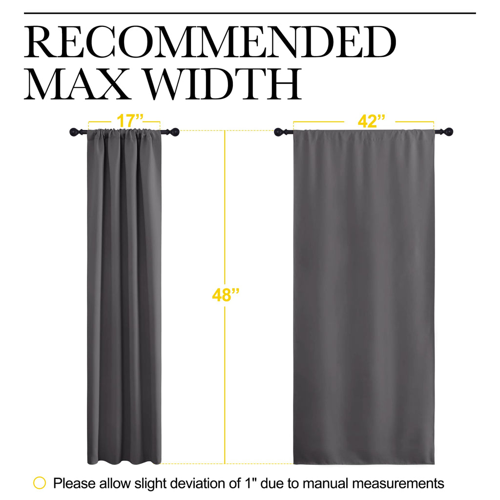 NICETOWN Grey Window Curtains for Bedroom - Home Decoration Thermal Insulated Rod Pocket Blackout Blinds & Drapes for Small Windows (Gray, 2 Panels, W42 x L48 -Inch)