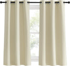 NICETOWN Room Darkening Beige Curtains for Living Room, W34 x L60, Set of 2, Window Treatment Thermal Insulated Solid Grommet Blackout Vertical Drapes for Bedroom