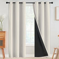 SimpleHome 100% Blackout Curtains for Bedroom,Thermal Insulated Cream Grommet Window Drapes Room Darkening Curtains for Living Room with Black Back,42 x 72 Inch,2 Panels