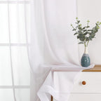 OWENIE Sheer Curtain, 120 Inches Long, White, Rod Pocket, Polyester, 2 Panels, for Living Room and Bedroom