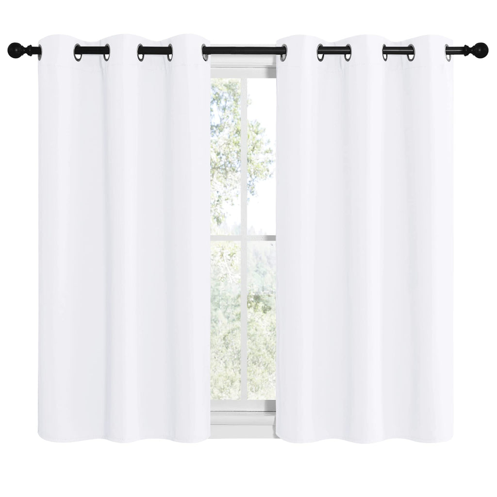 NICETOWN Draperies Curtains Panels, Blocking Out 50% Sunlight Window Treatment Curtains, Grommet Top Small Window Drapes for Bedroom (2 Panels, 42 by 40, White)