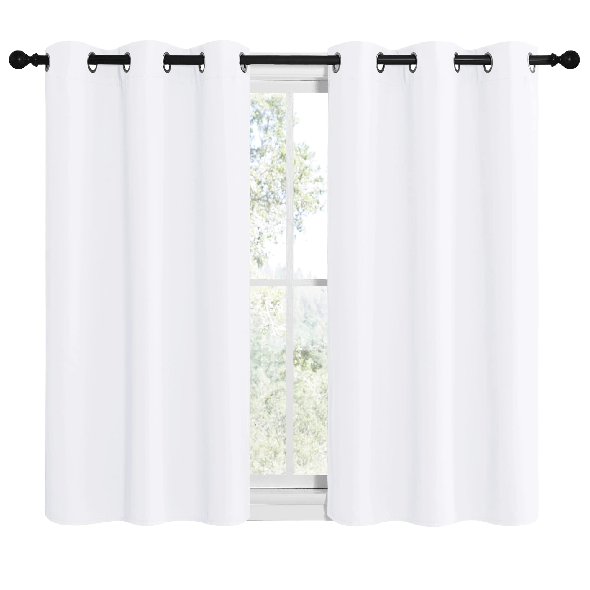 NICETOWN Draperies Curtains Panels, Blocking Out 50% Sunlight Window Treatment Curtains, Grommet Top Small Window Drapes for Bedroom (2 Panels, 42 by 40, White)
