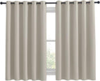NICETOWN Thermal Insulated Narural Blackout Curtains for Bedroom, Window Treatment Solid Grommet Room Darkening Drape Panels for Bedroom (Set of 2, 70 by 63 inches Long)