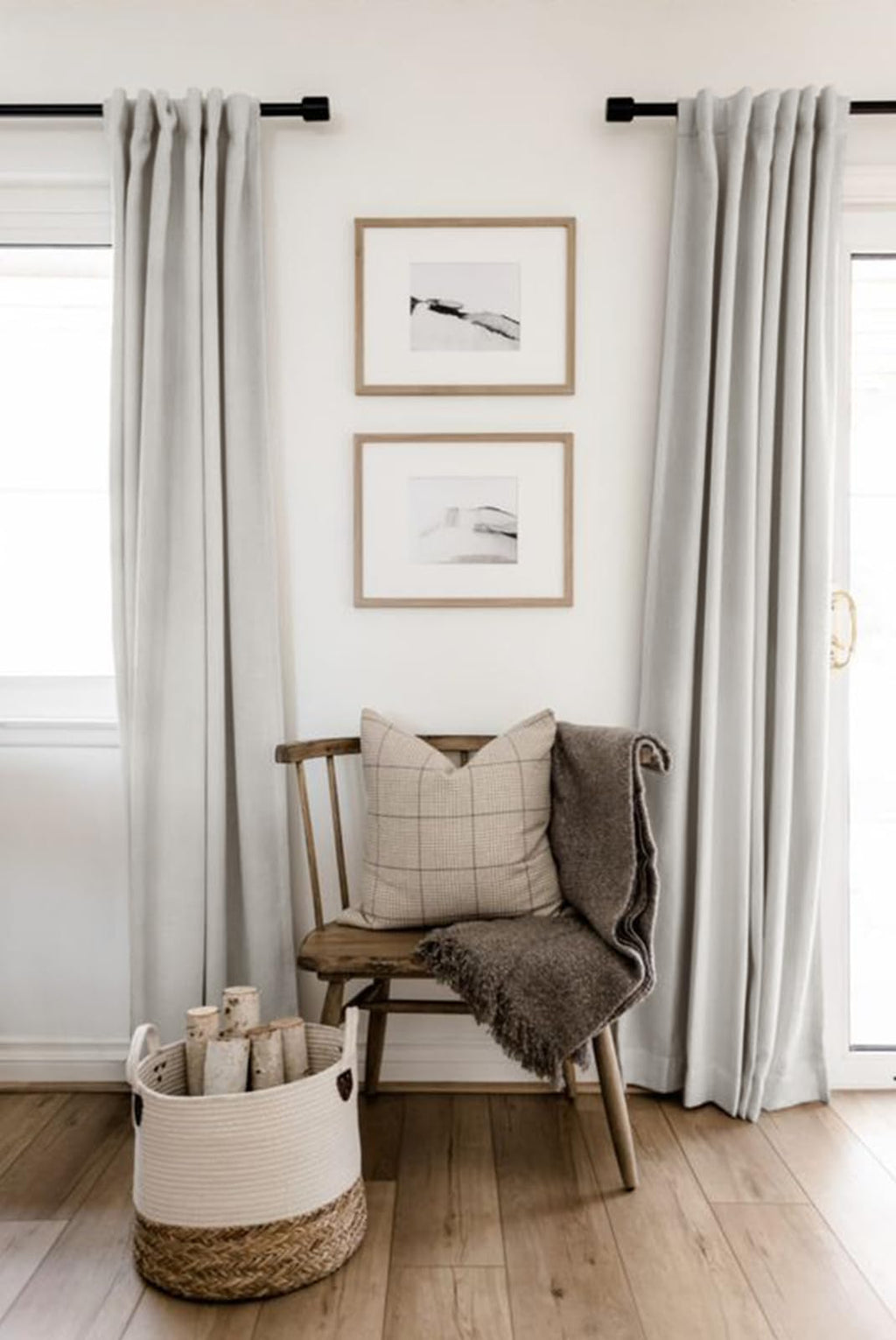 Linen Textured Total Blackout Curtains for Bedroom 96 Inches Long, Beige