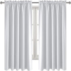 DWCN Blackout Curtains for Bedroom – Rod Pocket Thermal Insulated Noise Reducing Noise Reducing Drapes for Living Room, W 60 x L 63 Inch, 2 Panels, Greyish White