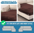 H.VERSAILTEX Velvet Stretch Individual Chaise Cover Sectional Couch Covers for L Shaped Sofa Both Left/Right Furniture Protector Seat Cushion Sofa Cover (1 Piece Chaise Cover, Brown)