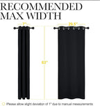 NICETOWN Living Room Blackout Curtains and Drapes, Black Solid Thermal Insulated Grommet Blackout Drapery Panels for Window (2 Panels, 34 inches Wide by 63 inches Long, Black)