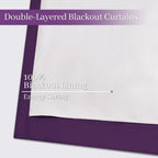 Yakamok 100% Blackout Curtains 38x84 inch Long Purple Window Drapes-Bedroom