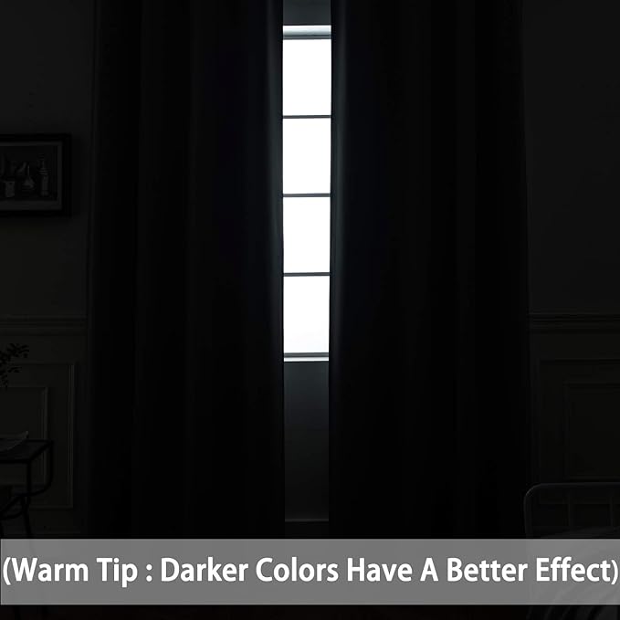 Yakamok Room Darkening Curtains 52x84 inch Length Dark Green-Living Room