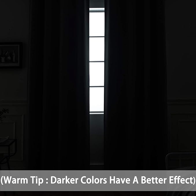 Yakamok 2 Panels Thermal Insulated Grommet Light Blocking Blackout Curtains with 2 Ties for Bedroom/Living Room (52Wx84L, Chocolate Brown)