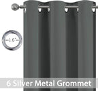 Yakamok 84 Inch Length Blackout Curtains for Bedroom, Thermal Insulated Room Darkening Grommet Top Window Drapes for Living Room,Dark Grey,42W x 84L,2 Panels