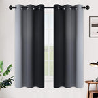 SimpleHome Ombre Room Darkening Curtains for Bedroom, Gradient Black to Grey White Light Blocking Thermal Insulated Grommet Window Curtain/Drapes for Living Room,2 Panels, 42x63 inches Length