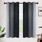 SimpleHome Ombre Black to Grey White Curtains for Living Room 42Wx63L