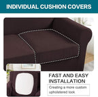 Turquoize 4 Piece Sofa Covers for 3 Cushion Couch Sofa Slipcover Soft Couch Cover for Dogs Washable Furniture Cover with 3 Individual Large Cushion Covers Feature Fabric (Large Sofa, Brown)