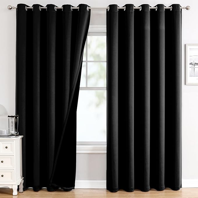 ChrisDowa 100% Blackout Curtains for Bedroom 84 Inches Long 2 Panels Set