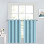 Yakamok Blackout Window Valances for Kitchen Thermal Insulated Blackout Grommet Top Curtain for Bedroom,Sky Blue, 52x36 Inch, 2 Panels
