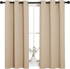 NICETOWN Room Darkening Curtain Panels for Cafe, Thermal Insulated Grommet Room Darkening Draperies/Drapes for Window (Biscotti Beige, 2 Panels, W34 x L45 inch)