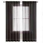 SpaceDresser Sheer Voile Window Treatment Rod Pocket Curtain Panels for Kitchen Bedroom Living Room Drapes Sunlight Filtering Privacy Semi Home Decor Assorted (Black, 52 W x 96 L)