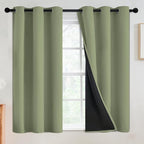 SimpleHome 100% Blackout Curtains for Bedroom,Thermal Insulated Sage Grommet Window Drapes Room Darkening Curtains for Living Room with Black Back,42 x 54 Inch,2 Panels