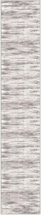 KOZYFLY Modern Abstract Washable Rug Runner 2.6x14 Hallway Rug Runner Non-Slip Soft Kitchen Runner Rugs, Grey/Light Beige/Brown Striped Carpet for Entryway Bathroom