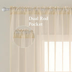 MIULEE 2 Panels Solid Color Sheer Window Curtains Elegant Window Voile Panels/Drapes/Treatment for Bedroom Living Room (54X102 Inches Cream)