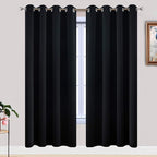 Yakamok Soft and Smooth Blackout Curtains for Bedroom - Grommet Thermal Insulated Room Darkening Curtains for Living Room, Set of 2 Panels (52W x 72L Inch, Black)