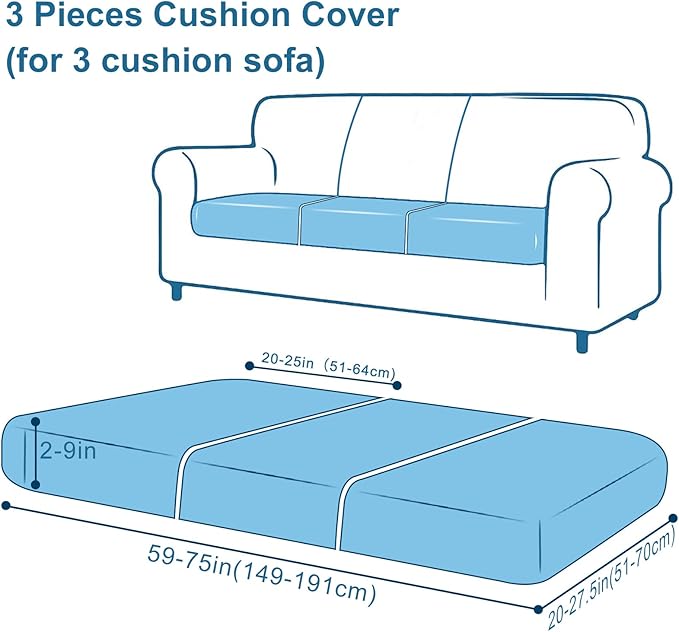 Smiry Printed Couch Cushion Covers, Stretch Soft Couch Covers for Sofa, Washable Non-Slip Sofa Slipcover Furniture Protector for Indoor and Outdoor (3 Pack, Burgundy)