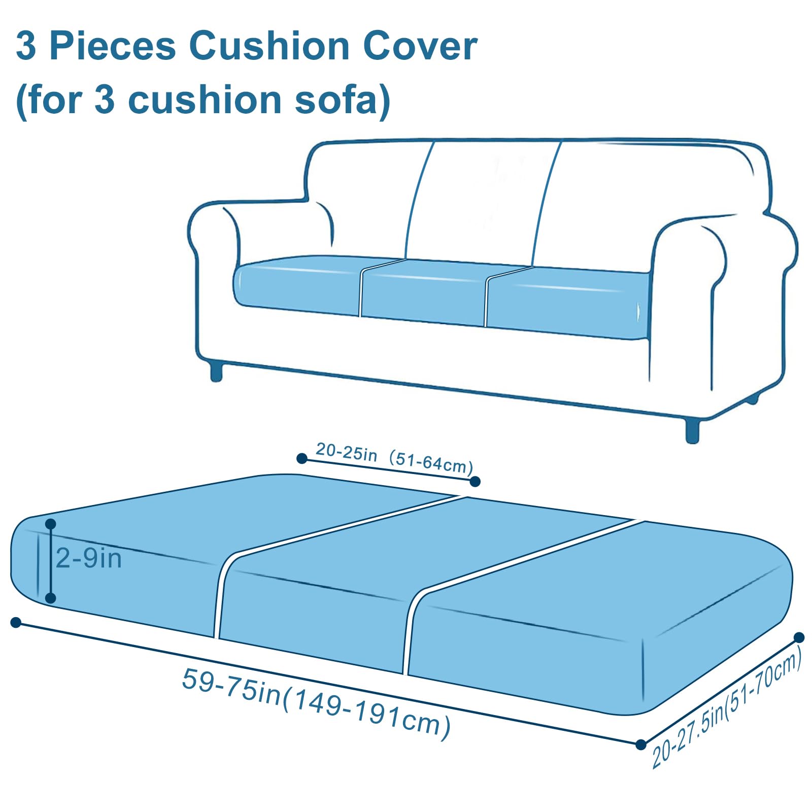 Smiry Printed Couch Cushion Covers, Stretch Couch Covers for Sofa