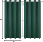 LEMOMO Blackout Curtains 52 x 45 inch/Green Curtains Set of 2 Panels/Thermal Insulated Room Darkening Bedroom Curtains