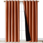 NICETOWN 100% Blackout Window Curtain Panels, Cold and Full Light Blocking Drapes with Black Liner for Nursery, 84" Drop Thermal Insulated Draperies (Burnt Orange, 2 Pieces, 70" Wide Each Panel)