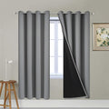 Yakamok Gray Full Shading Curtain Panels for Windows, 2 Thick Layers Thermal Insulated Drapes with Black Liner for Living Room(52Wx72L, Grey, 2 Panels)