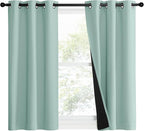 NICETOWN Aqua Blue 100% Blackout Curtain Set, Thermal Insulated & Energy Efficiency Window Draperies for Guest Room, Full Shading Panels for Shift Worker and Light Sleepers, 37W x 40L, 2 PCs