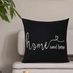 MFGNEH Home Sweet Home Quotes Farmhouse Pillow Covers 18x18 Inch,Farmhouse Decorative Lumbar Throw Pillow Case Cushion Cover,Housewarming Gift,Black