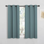 NICETOWN Modern Blackout Curtains Noise Reducing, Thermal Insulated and Privacy Room Darkening Drape Panels for Boy's Guest Room Door Small Short Window (Greyish Blue, 2 Panels, W34 x L45 -Inch)