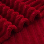 Red Fleece Throw Blanket 90”×90” for Couch Sofa Bed,Super Soft Cozy Plush Microfiber Flannel Blanket with Stripes Design Lightweight for Adults,Woman,Girls