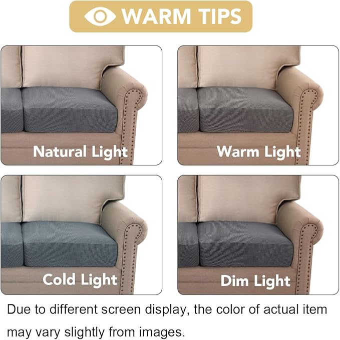 H.VERSAILTEX Super Stretch Individual Seat Sofa Covers Couch Cushion Covers Slipcover Sets Thick Jacquard Textured Twill Fabric (2 Piece Large, Grey)
