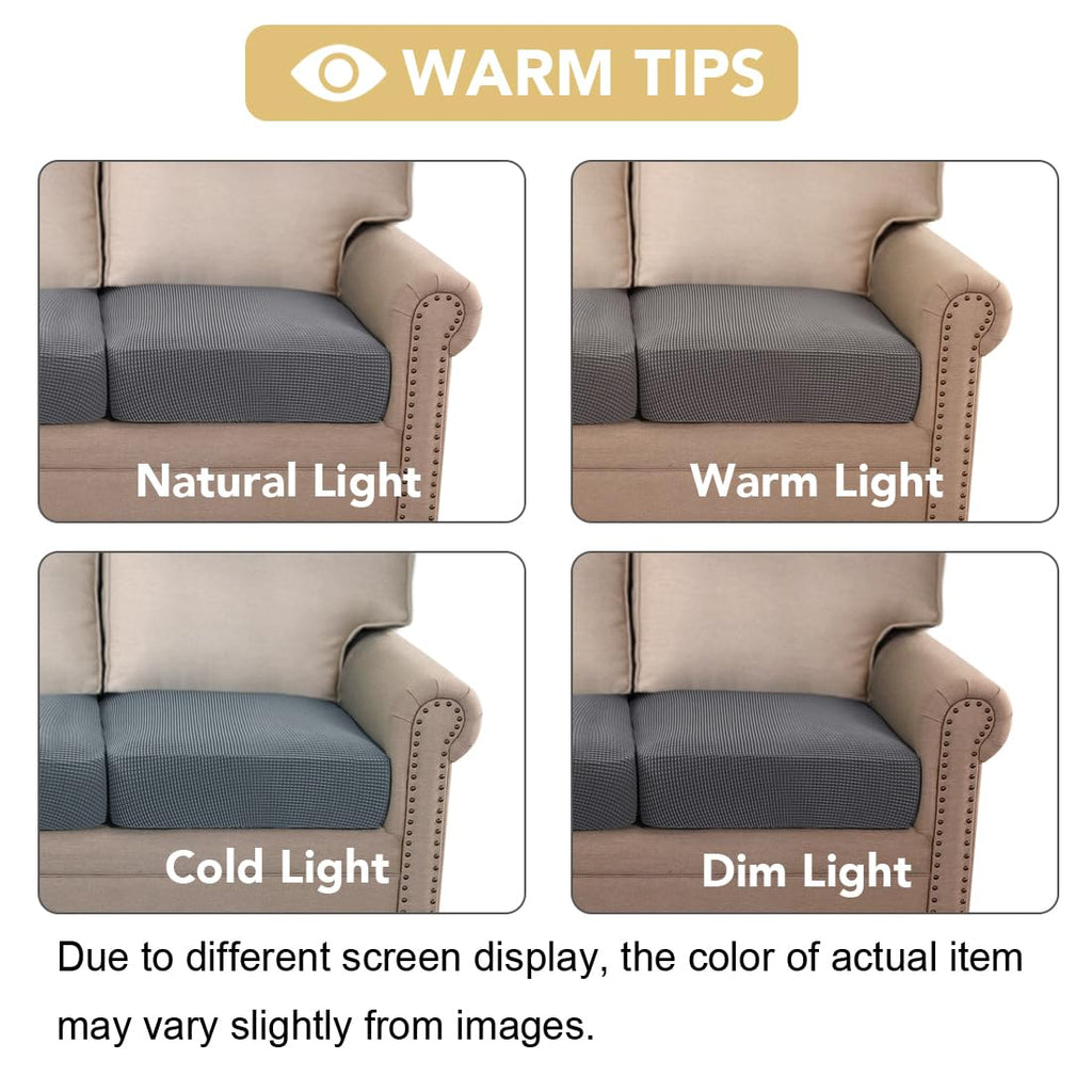 H.VERSAILTEX Super Stretch Individual Seat Cushion Covers Sofa Couch Slipcover Sets Thick Jacquard Textured Twill Fabric (2 Piece Medium Covers, Grey)