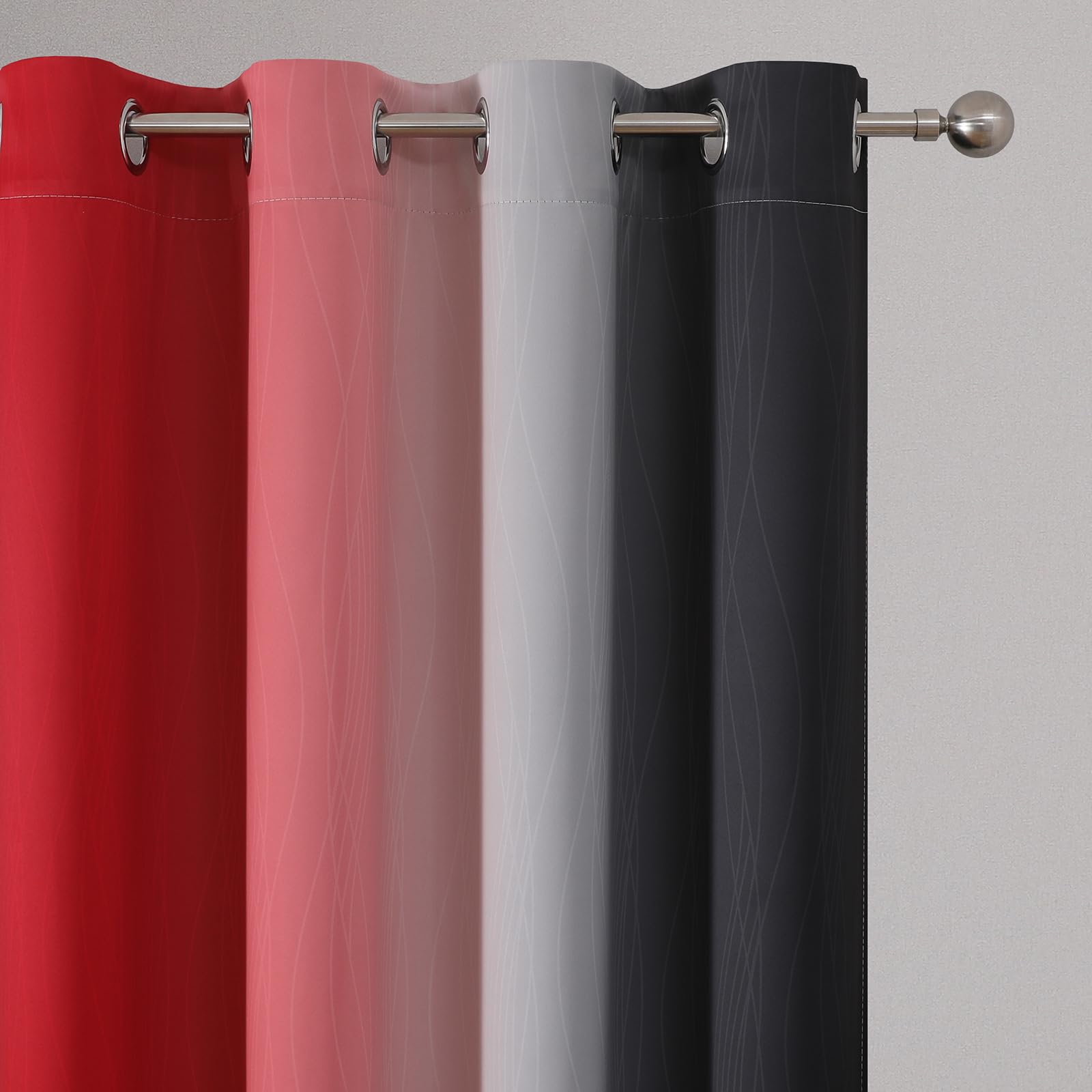 Estelar Textiler Red and Black Ombre Blackout Bedroom Curtains 72 Inch Long