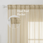 MIULEE 2 Panels Sheer Curtains for Living Room 54 X 72 Inches Beige
