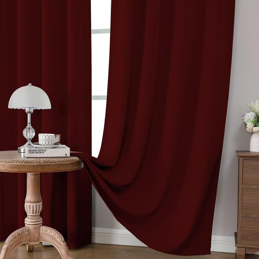 Joydeco Blackout Curtains for Bedroom 96 inch Long 2 Panels, Thermal Insulated Room Darkening Curtains with Grommets, Soft Window Drapes for Living Room (W52 x L96 Inch, Burgundy Red)