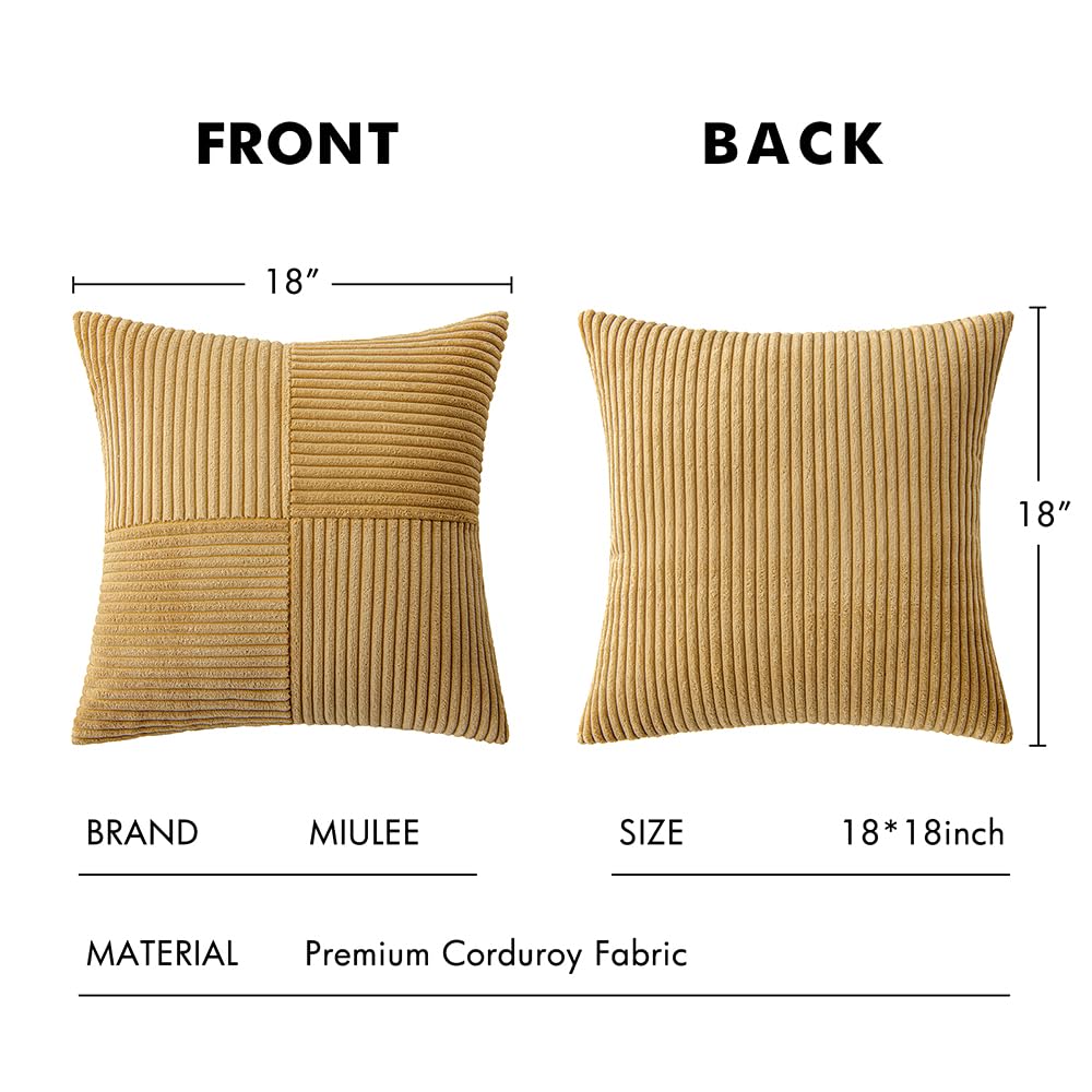 MIULEE Cream Yellow Decorative Throw Pillow Covers for Couch 18x18 Inch