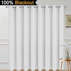 Yakamok 100% Blackout Thermal Insulated Curtains, Noise Reducing Barrier Panel for Sliding Glass Door, 2 Thick Layers Heat Full Light Blocking Patio Door Drapery, Greyish White, W100 x L84, 1 Panel