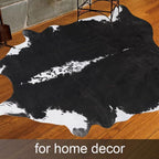 AROGAN 8x10 Feet Faux Cowhide Area Rugs for Living Room, Animal Skins Cow Hide Rug for Bedroom, Cool Western Christmas Decor, Thin Leather Cow Hide Carpets Fireplace Rug, Black