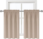 DWCN Blackout Curtains for Living Room Thermal Insulated, Energy Saving & Noise Reducing Bedroom Curtains, Camel, W 42x L 36 Inch, Set of 2 Rod Pocket Curtain Panels