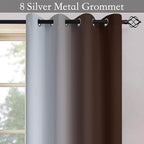 SimpleHome Ombre Room Darkening Curtains for Living Room, Light Blocking Gradient Brown to Greyish White Thermal Insulated Grommet Window Curtains/Drapes for Bedroom, 2 Panels, 52x84 inches Length