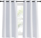 NICETOWN Bedroom Curtains 2 Panels Set, 34 in x 60 in (W x L), Greyish White, Easy Care Solid Thermal Insulated Silver Grommet Light Blocking Room Darkening Drapes for Bedroom/Kids Room